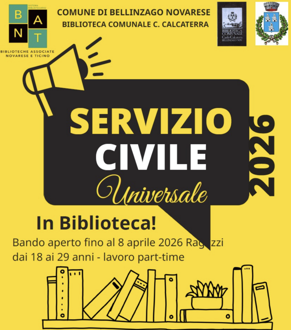 Servizio Civile Universale 2026: un’opportunità alla Biblioteca Calcaterra di Bellinzago