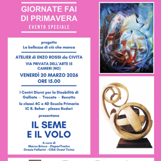 Cameri: all’atelier Enzo Rossi lo spettacolo “Il seme e il volo” per le Giornate Faidi Primavera