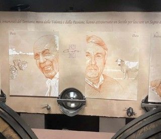 Disegno realizzato dal pittore Massimo Ricci in occasione dei cent'anni della cantina