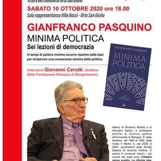 Per ‘Ort'Autori’  a Orta San Giulio sabato  Gianfranco Pasquino presenterà ‘Minima politica. sei lezioni di democrazia’