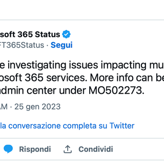 Problemi con i server dei servizi Microsoft