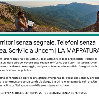 Uncem rilancia la mappatura delle zone italiane dove i telefoni non prendono
