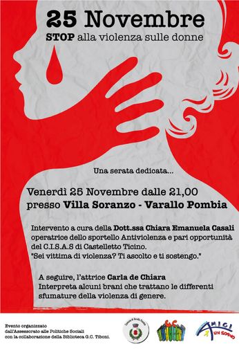 Varallo Pombia, una serata contro la violenza sulle donne Varallo Pombia, una serata contro la violenza sulle donne