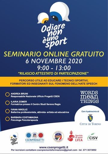 &quot;Odiare non è uno sport&quot;: il seminario di CSEN contro l'hate speech