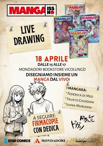 Manga dal vivo a Vicolungo: creatività e disegno in tempo reale con tre grandi artisti Manga dal vivo a Vicolungo: creatività e disegno in tempo reale con tre grandi artisti