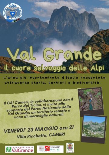 Alla Villa Picchetta una serata alla scoperta del Parco Nazionale della Val Grande con il Cai Cameri Alla Villa Picchetta una serata alla scoperta del Parco Nazionale della Val Grande con il Cai Cameri