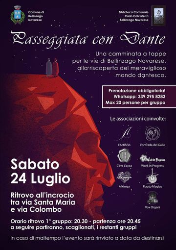 Sabato 24 una passeggiata dedicata a Dante per le vie di Bellinzago