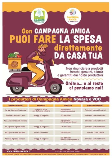 Emergenza coronavirus: prodotti di Campagna Amica a domicilio