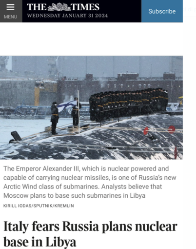 Borghi intervistato dal Times per la questione Russia-Libia