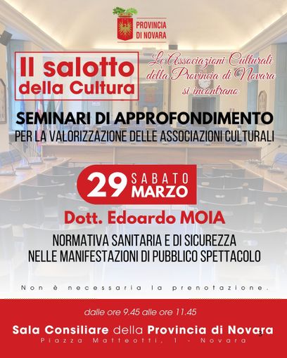 Nuovo appuntamento con il salotto della cultura: focus su normativa sanitaria e sicurezza Nuovo appuntamento con il salotto della cultura: focus su normativa sanitaria e sicurezza