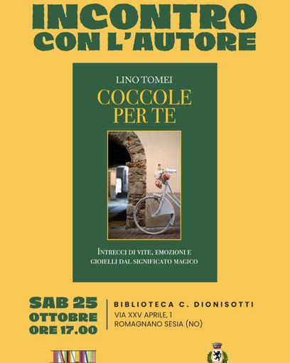 Romagnano Sesia, incontro con l’autore Lino Tomei e il suo libro “Coccole per te”