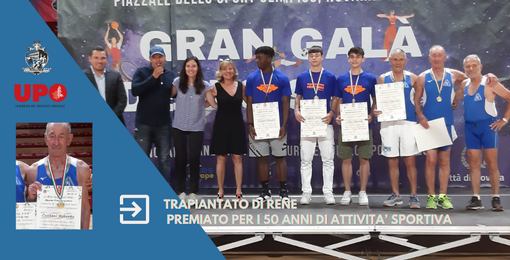 Trapiantato di rene 18 anni fa e’ stato premiato dal Comune per i 50 anni di attivita’ sportiva Trapiantato di rene 18 anni fa e’ stato premiato dal Comune per i 50 anni di attivita’ sportiva