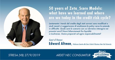 Edward Altman fa tappa in Adaci al meeting della Community dei CPO LOUNGE 27 Settembre Regina Palace Stresa (VB)