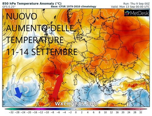 Ultimi giorni di estate settembrina poi dal giorno 14 crollo delle temperature Ultimi giorni di estate settembrina poi dal giorno 14 crollo delle temperature