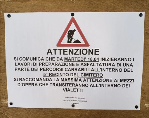 Trecate: da domani partono le asfaltature dei vialetti  nel quinto recinto del cimitero comunale Trecate: da domani partono le asfaltature dei vialetti  nel quinto recinto del cimitero comunale