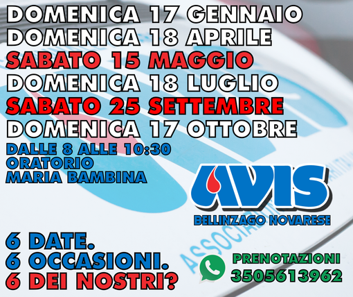 Si svolgerà domenica la prima raccolta sangue del 2021 a Bellinzago Si svolgerà domenica la prima raccolta sangue del 2021 a Bellinzago