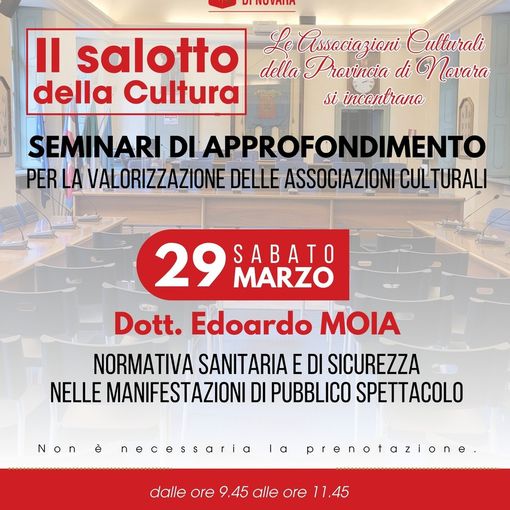Nuovo appuntamento con il salotto della cultura: focus su normativa sanitaria e sicurezza