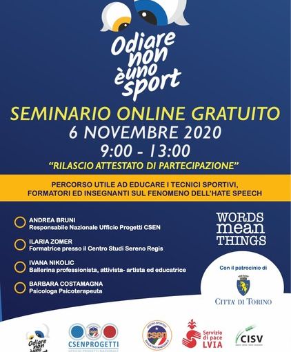 &quot;Odiare non è uno sport&quot;: il seminario di CSEN contro l'hate speech