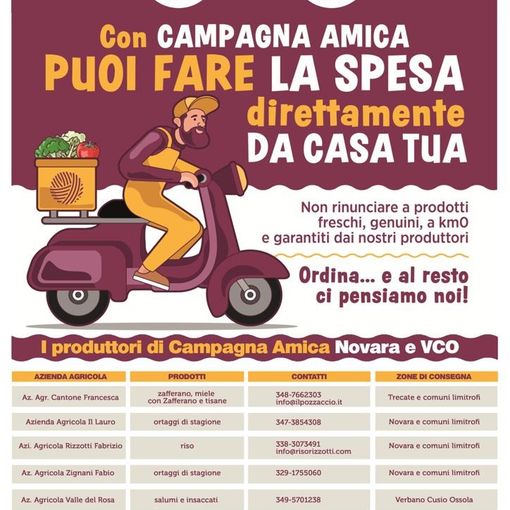 Emergenza coronavirus: prodotti di Campagna Amica a domicilio
