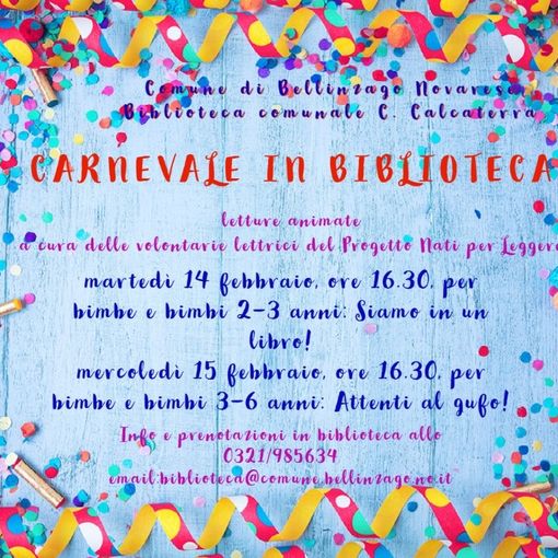 Bellinzago Novarese: letture animate in occasione del Carnevale