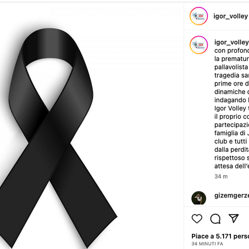 Morte Ituma: Igor Volley, profondo dolore per la tragica scomparsa di Julia