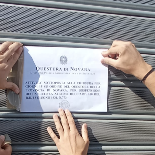 Chiusura di un esercizio commerciale a Novara dopo un episodio violento