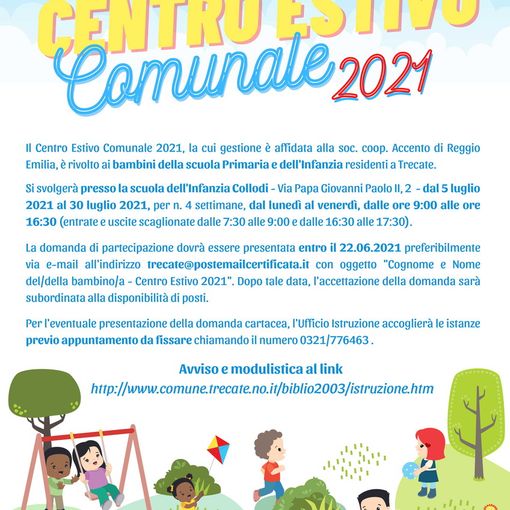 Aprirà il 5 luglio il Centro Estivo di Trecate