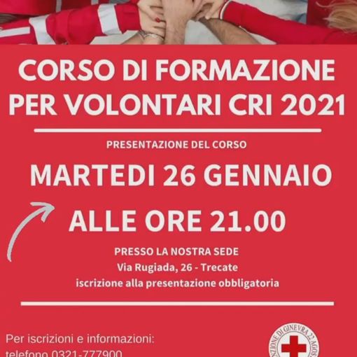 Il 26 gennaio parte il corso per i Volontari della Croce Rossa di Trecate