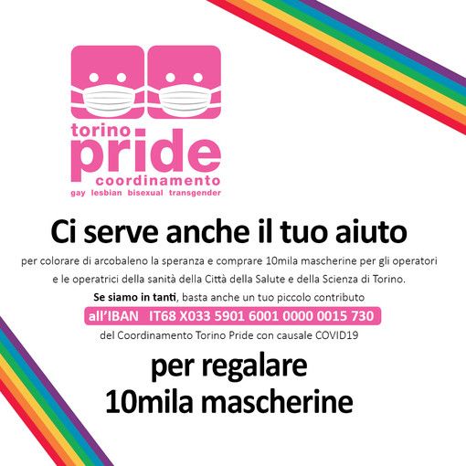 Torino Pride: &quot;Niente parata il 20 giugno, faremo flash mob all'insegna dell'arcobaleno&quot;