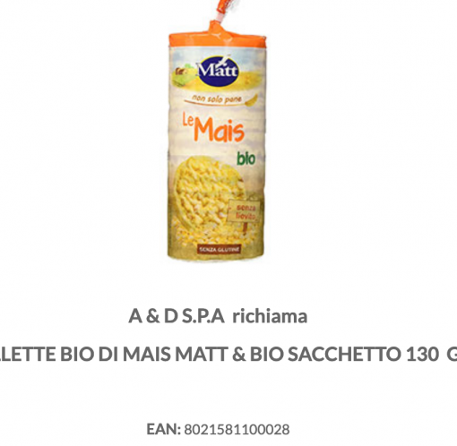 Richiamate alcune confezioni di gallette bio vendute nei supermercati Coop del nord ovest