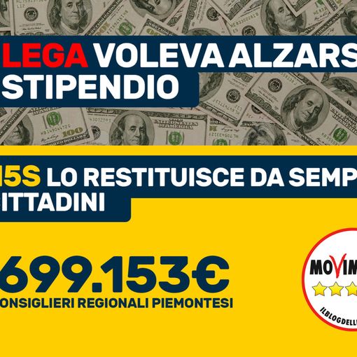 Costi politica, Gruppo M5S: “Figuraccia della Lega, marcia indietro sulla proposta di aumentare lo stipendio agli assessori. Ora diminuire i compensi ai consiglieri”