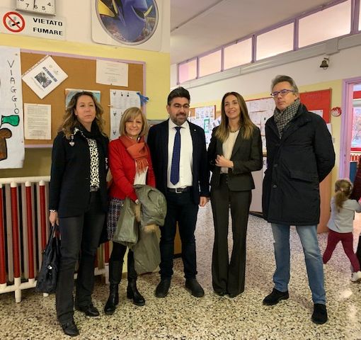 Da sinistra l’assessore comunale Valentina Graziosi, la dirigente della scuola Laura Panziera, il consigliere regionale Federico Perugini, l’assessore Elena Chiorino, l’assessore comunale Mario Paganini