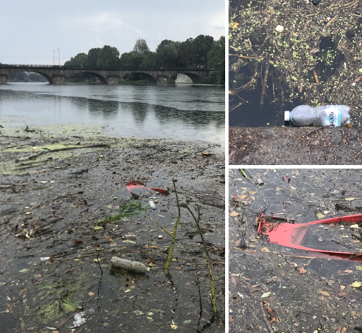 Notizie dal Piemonte. Il Po è una discarica a cielo aperto: un tappeto di plastica inquina le acque del fiume