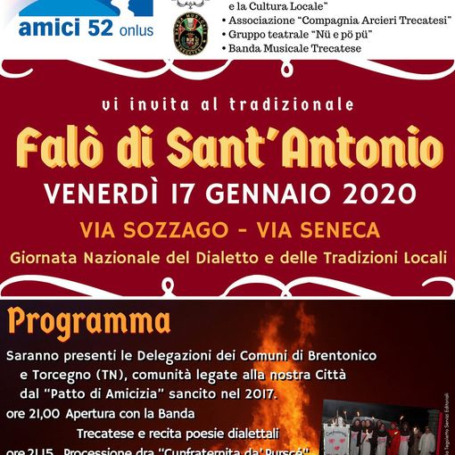 Trecate, tradizionale falò di Sant'Antonio il 17 gennaio