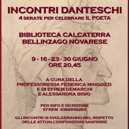 Dal 9 giugno alla biblioteca di Bellinzago sarà celebratoDante