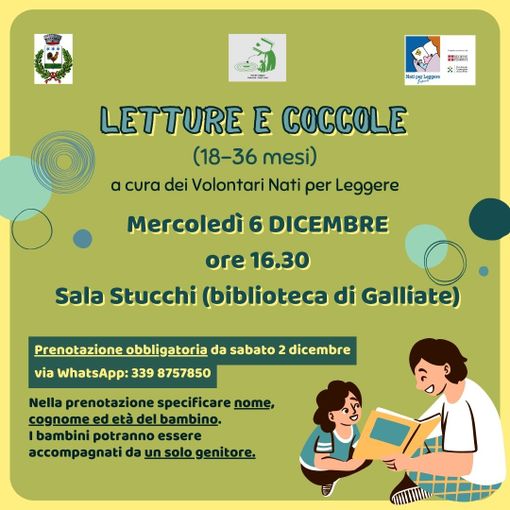 Riprendono le letture dedicate ai bambini dai 18 ai 36 mesi