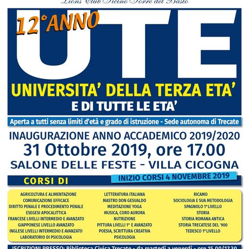 UTE: iscrizioni all'anno accademico 2019/20
