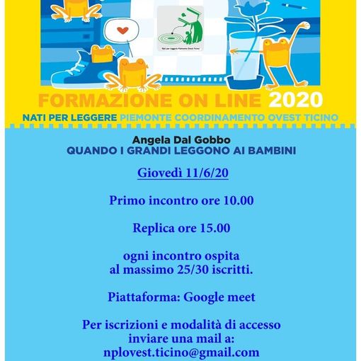 Giovedì 11 inizia la formazione online per i volontari di Nati per Leggere