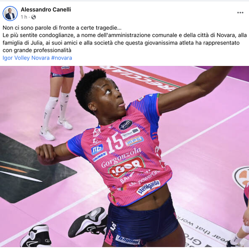 Canelli sulla morte di Julia Ituma: &quot;Non ci sono parole di fronte a tragedie simili&quot;