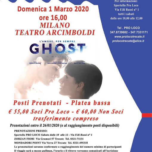 “Ghost” al Teatro Arcimboldi con la Pro Loco di Trecate