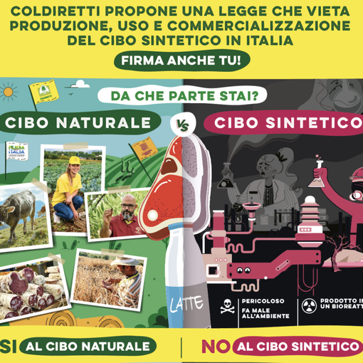 Coldiretti: oltre mezzo milione di firme per dire no al cibo sintetico