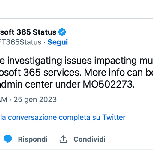 Problemi con i server dei servizi Microsoft