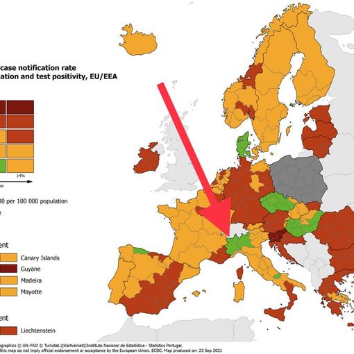 Il Piemonte tra le poche regioni verdi nella mappa europea