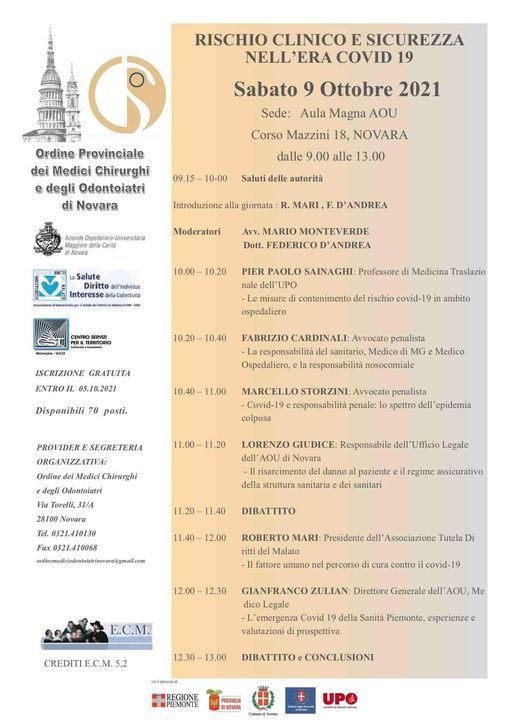 Sabato 9 ottobre ripartono in presenza i corsi dell'Ordine dei Medici