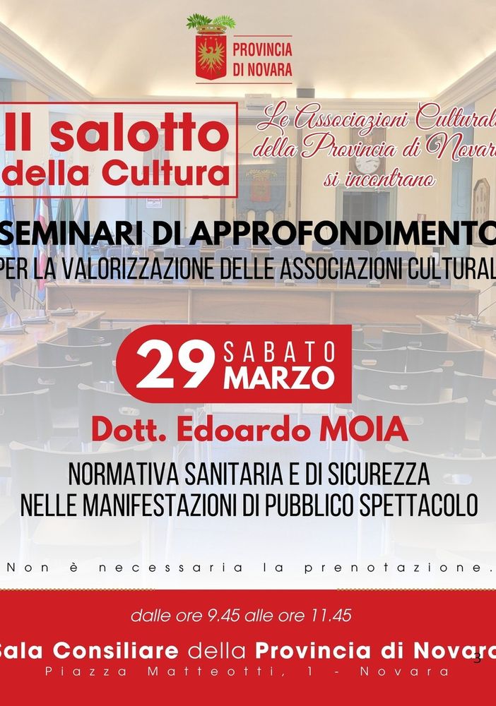Nuovo appuntamento con il salotto della cultura: focus su normativa sanitaria e sicurezza