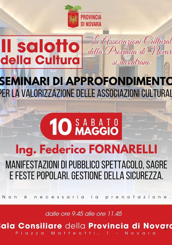 Il Salotto della Cultura, ultimo appuntamento il 10 maggio con un focus su sicurezza ed eventi pubblici