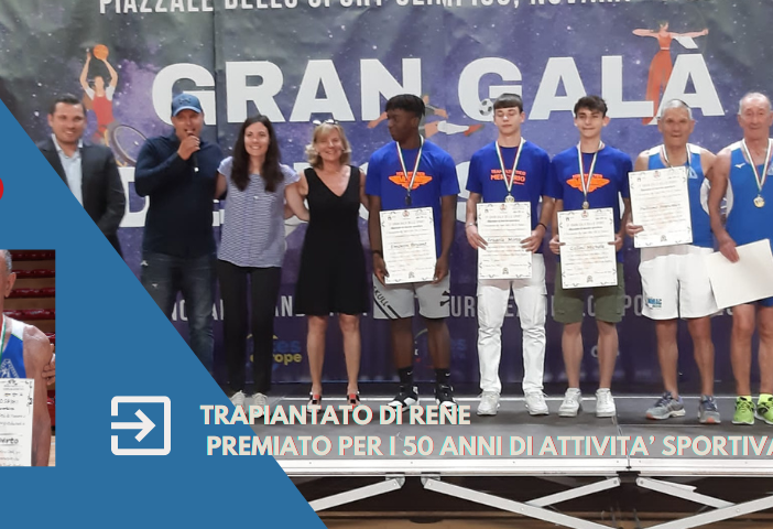 Trapiantato di rene 18 anni fa e’ stato premiato dal Comune per i 50 anni di attivita’ sportiva