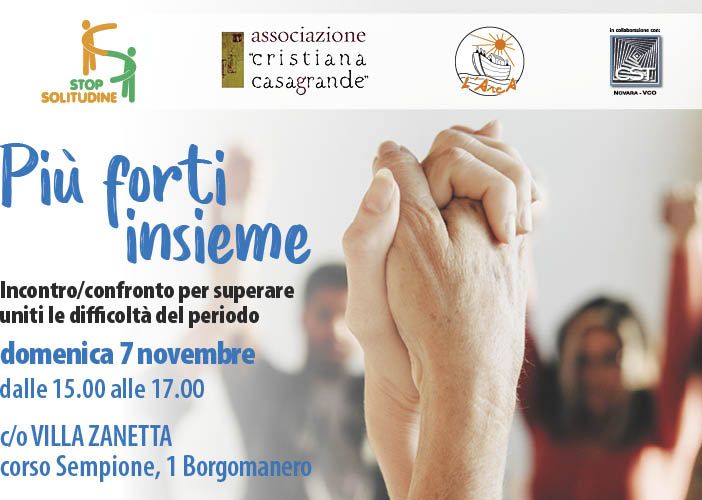 Si terrà domenica a Villa Zanetta di Borgomanero l’incontro “Stop Solitudine” dedicato ai volontari