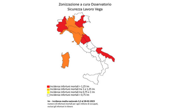 Morti sul lavoro, Novarese in zona rossa