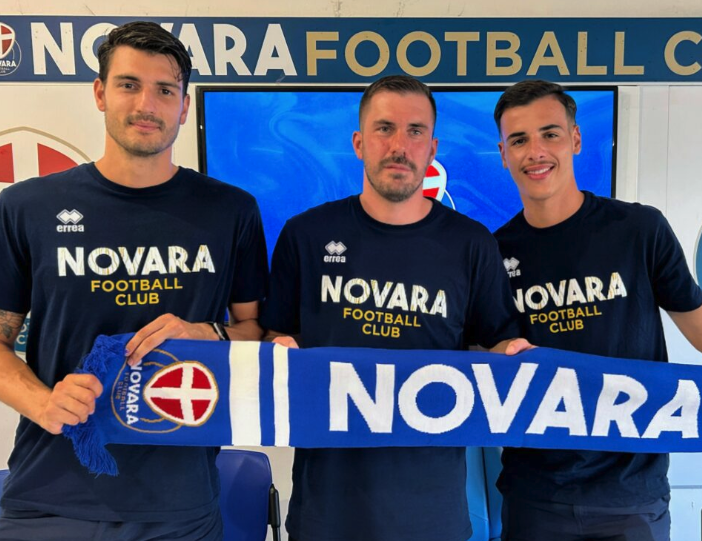 Novara Calcio, presentati ufficialmente i nuovi acquisti Riccardi, Jelenic e Manseri